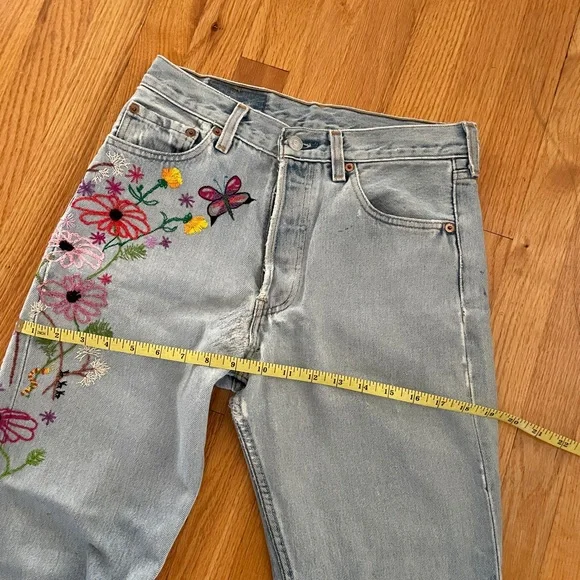 Rare Distressed custom embroidery vintage Levi 501 29x32 - Picture 5 of 13